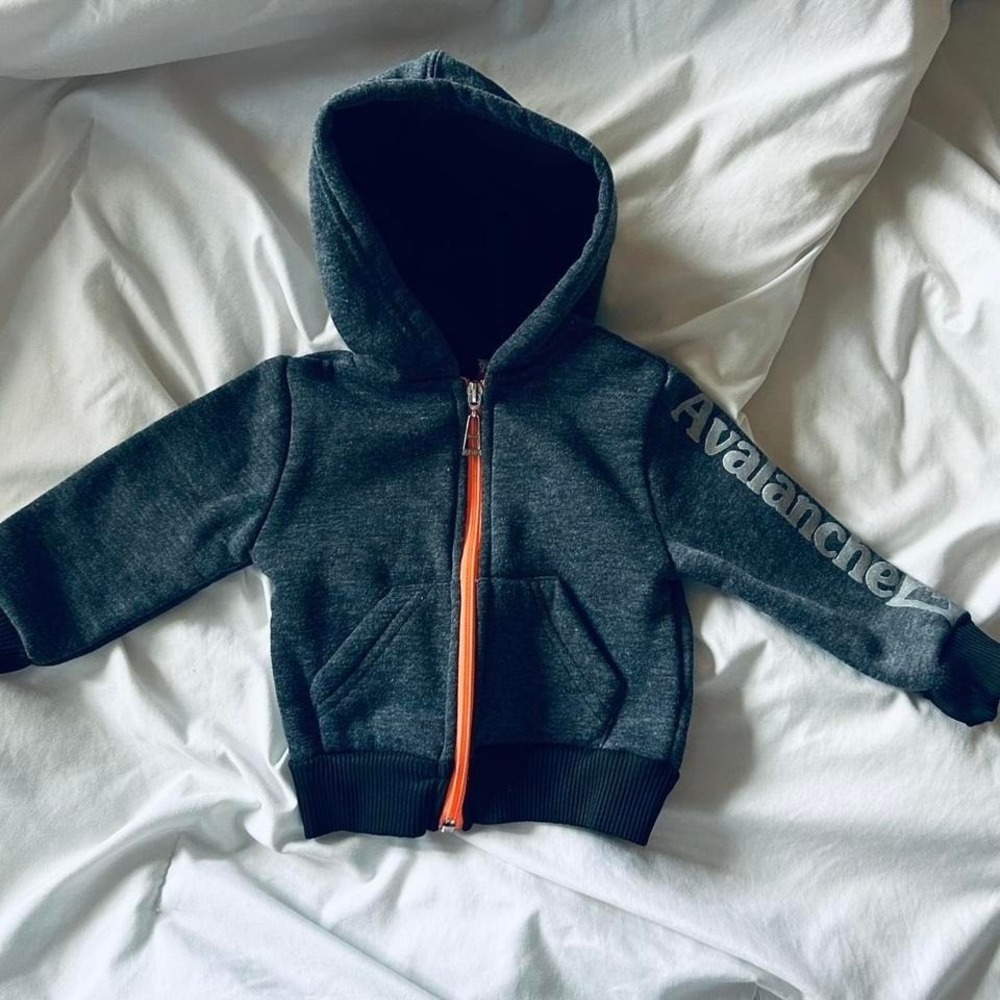 Avalanche kids 12m grey hoodie zip up unisex warm